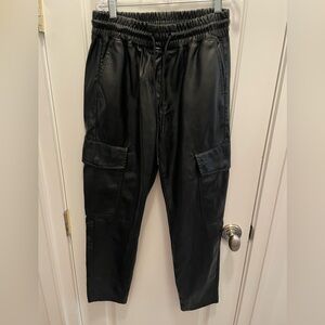 EUC Zara Black Faux Leather Cargo Pants Size Medium